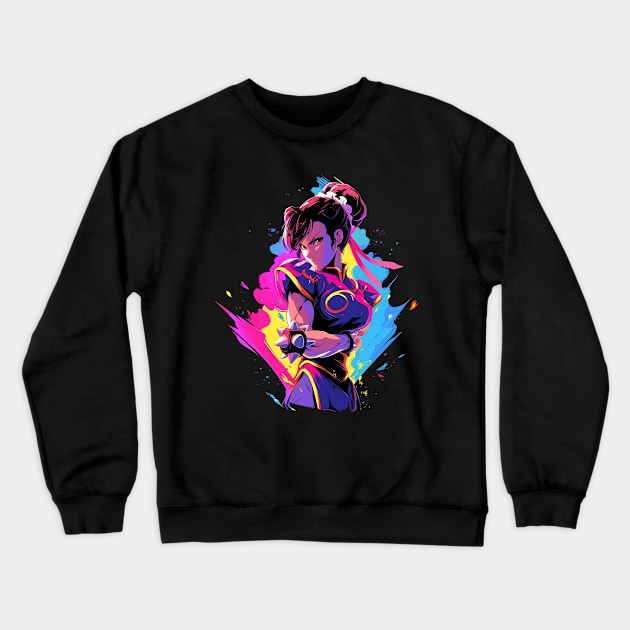 chun li Crewneck Sweatshirt by skatermoment